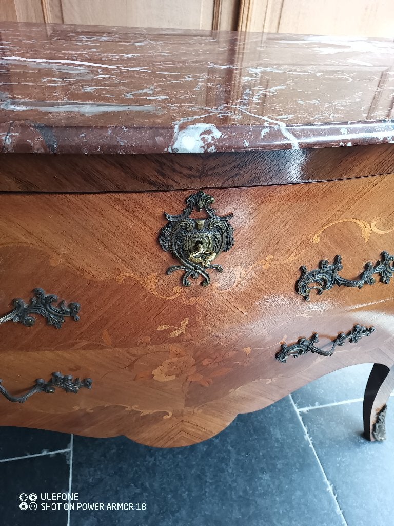 marqueterie kast met marmere blad, Ophalen