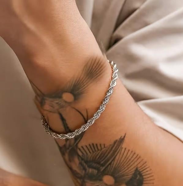 Gevlochten armband van roestvrij staal NIEUW 18 cm lang, Verzenden, Nieuw, Zilver, Staal