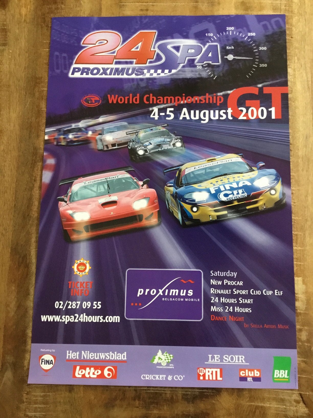 Affiche des 24 heures de Spa Francorchamps 2001, Enlèvement ou Envoi, Comme neuf