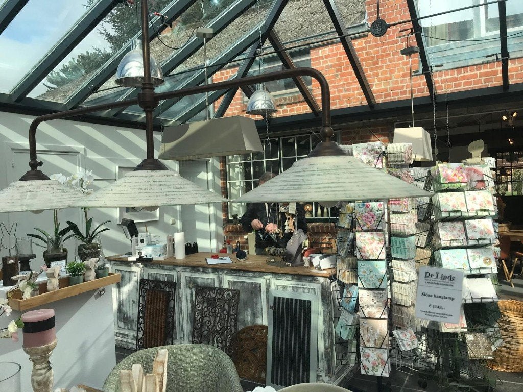 Siena hanglamp met drie terracotta schalen, Huis en Inrichting, Lampen | Hanglampen, Ophalen, Zo goed als nieuw, Natuurlijk materiaal