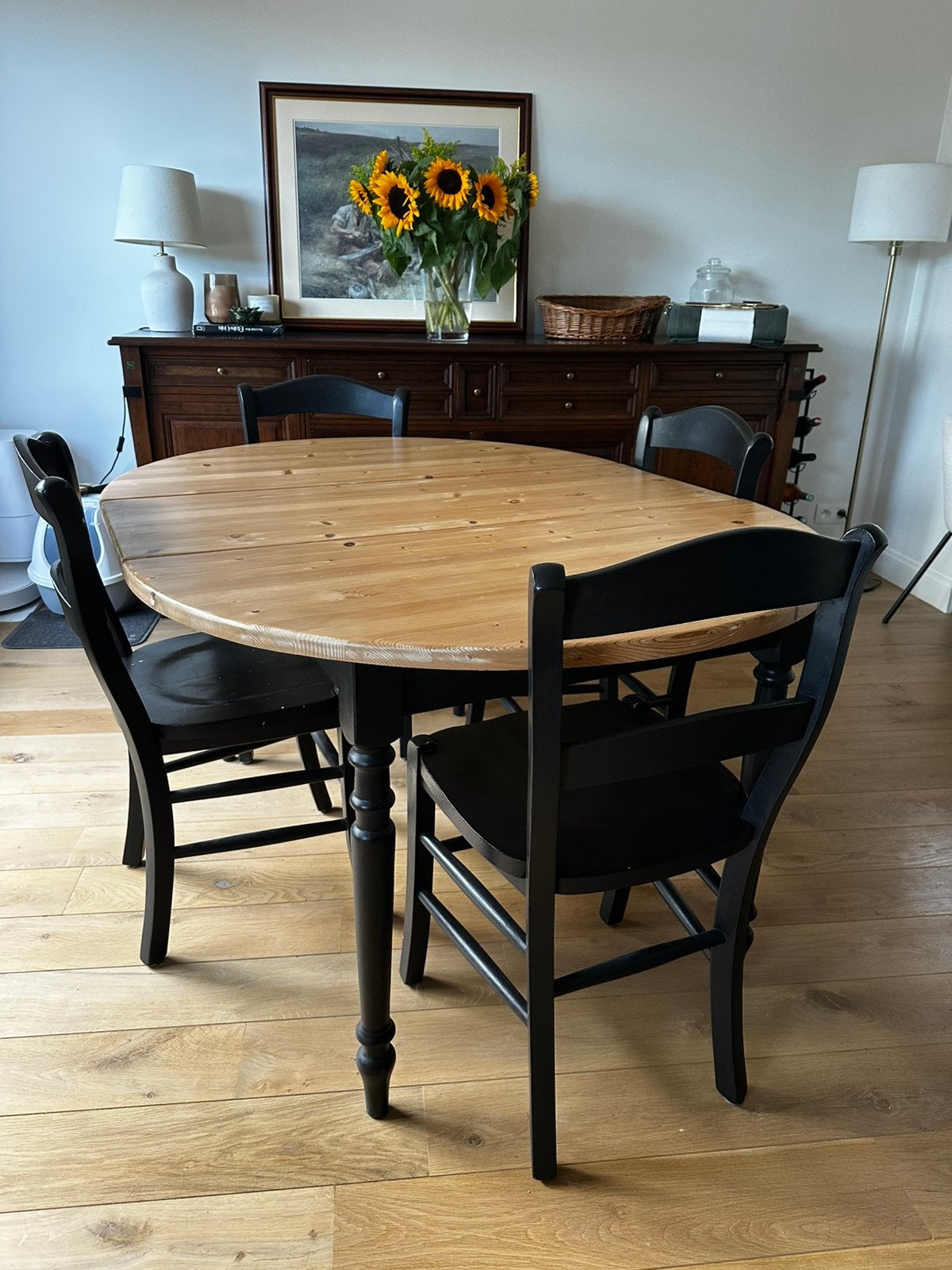 Table et chaises en bois massif, Maison & Meubles, Enlèvement, Utilisé, 4 à 6 chaises