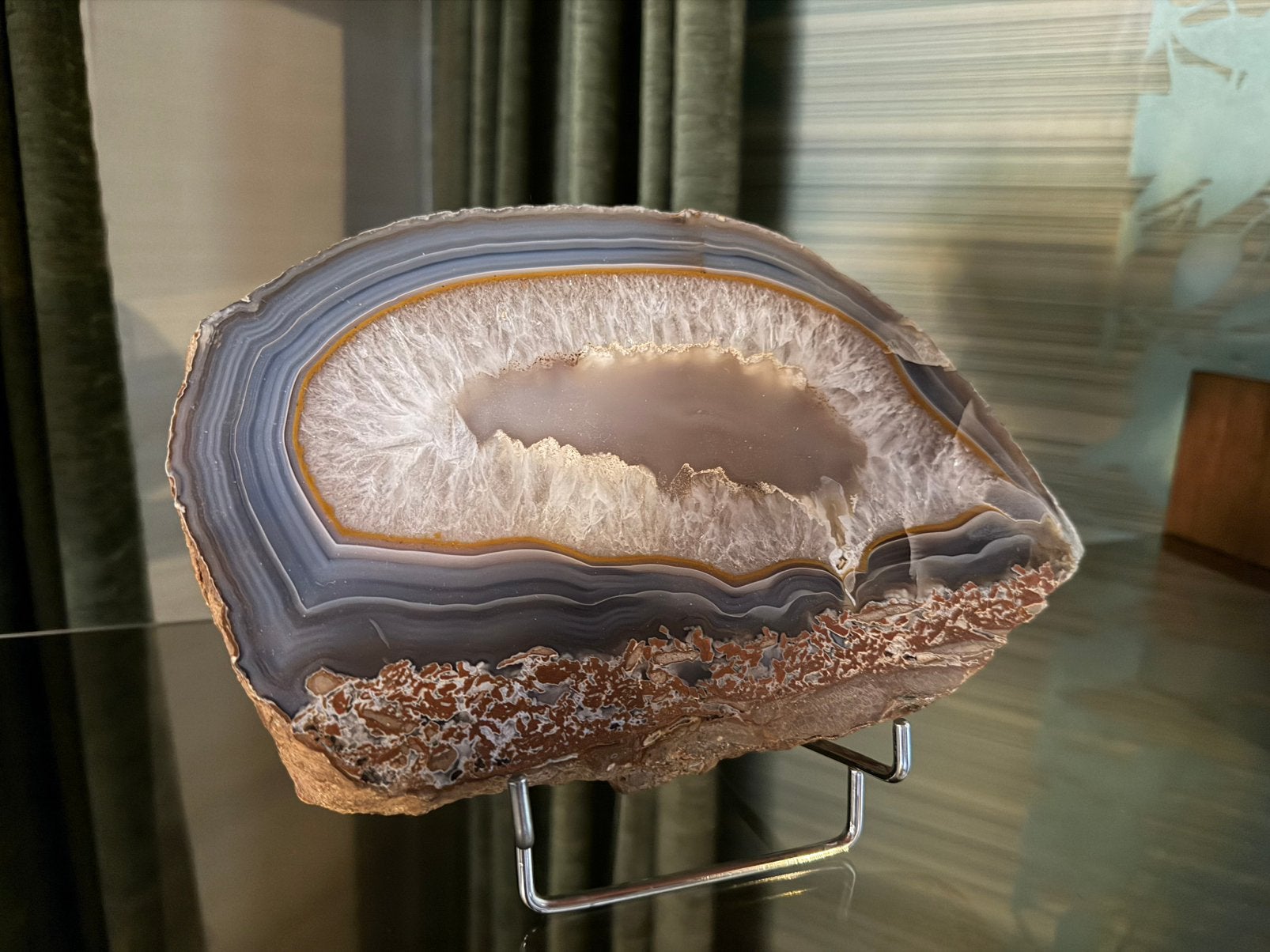 Agaat geodeschijf voor decoratie, Verzamelen, Ophalen of Verzenden, Mineraal