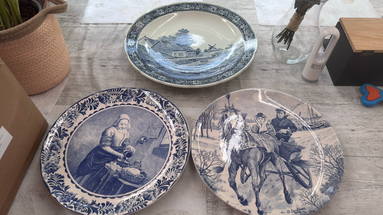 lot de 3 assiettes murales Delfts Blauw / Chemkefa + Boch, Enlèvement, Comme neuf