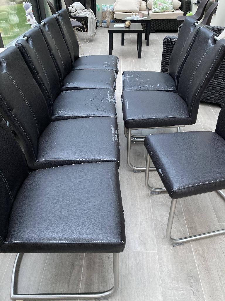 Chaises de Salle à manger - Cuir Brun, Maison & Meubles, Chaises, Brun, Enlèvement, Cuir, Moderne