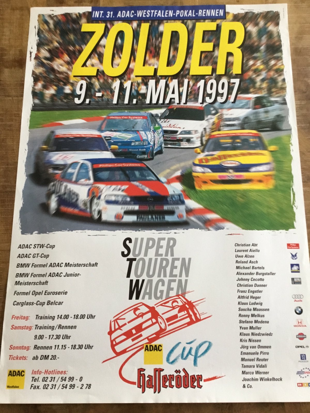 Affiche adac cup zolder 1997, Ophalen of Verzenden, Zo goed als nieuw