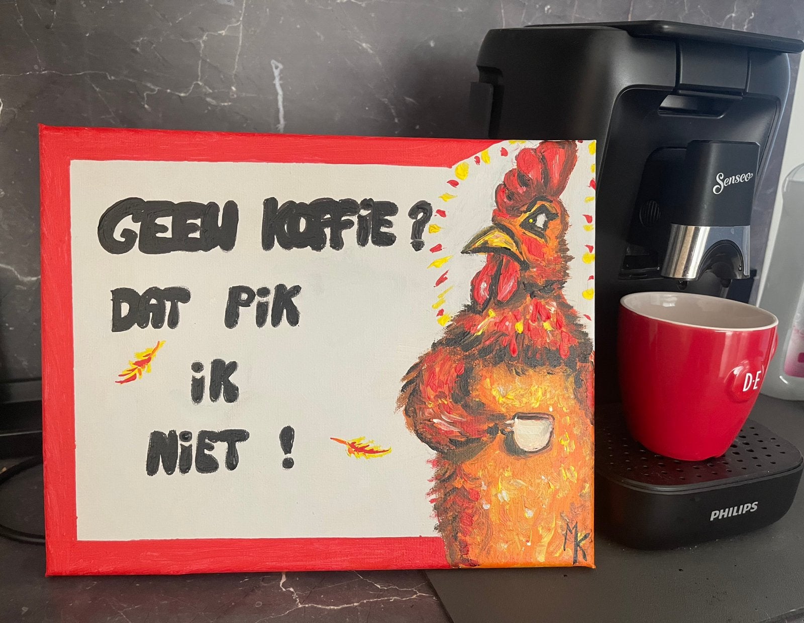 Origineel en grappig schilderij Mk Art, Antiek en Kunst, Kunst | Schilderijen | Modern, Ophalen of Verzenden