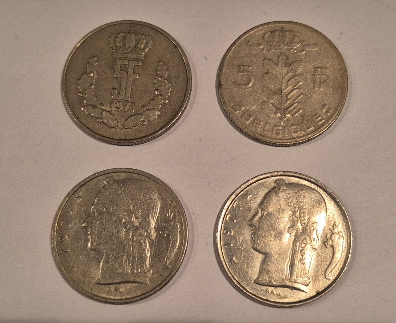 Muntstukken 5 Belgische Frank - 4 stuks, Ophalen, Setje