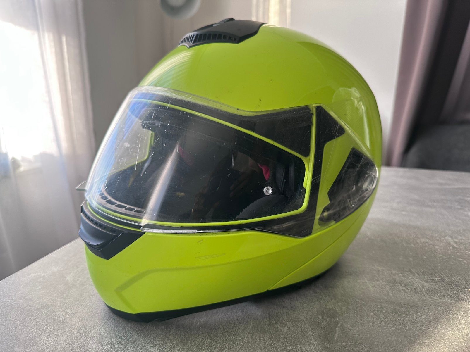Casque moto intégral CRIVIT XL (61 cm) – Fluo - ECE 22.05, Motos, Enlèvement, S, Casque intégral