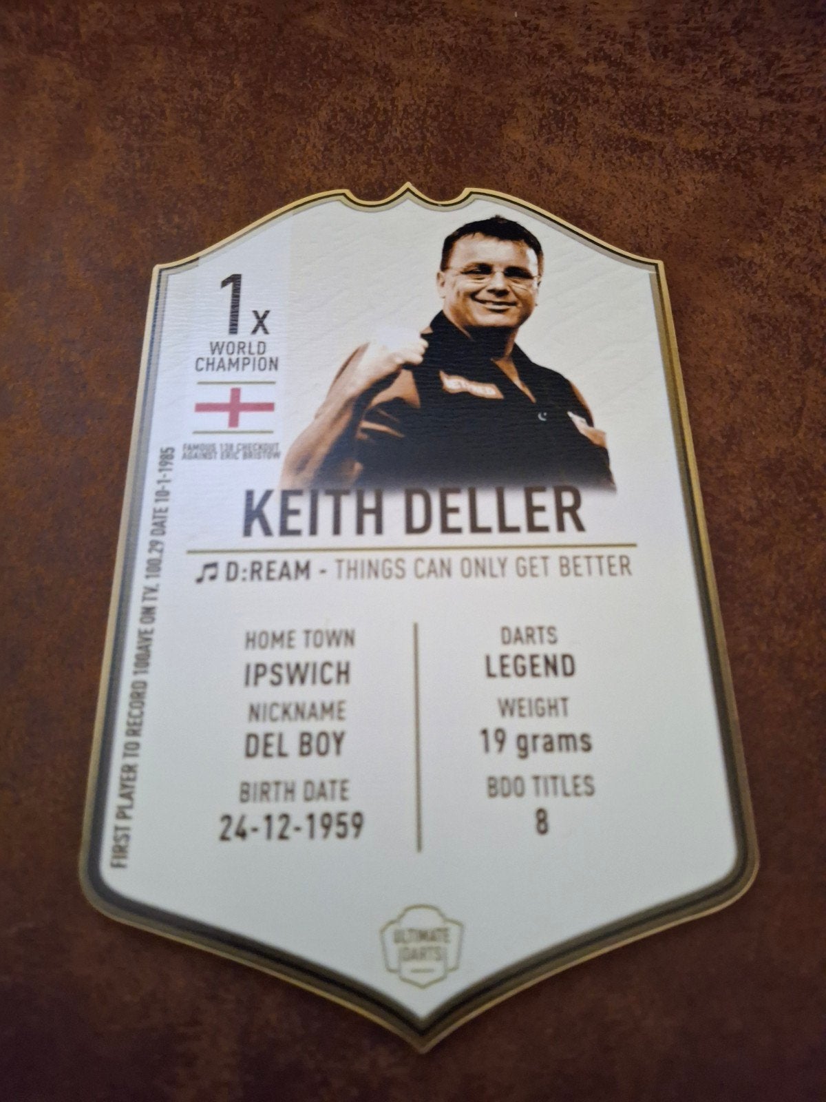 Dart card Keith Deller, Ophalen