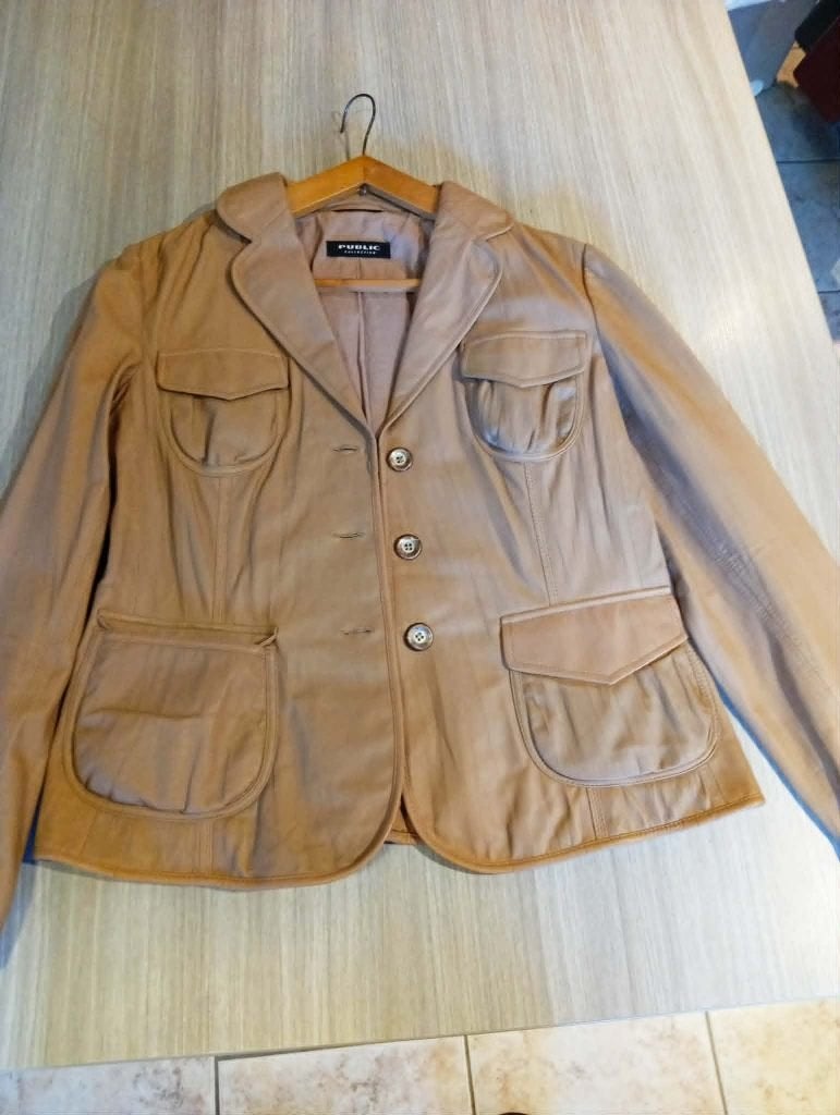 veste en cuir pour femme, Taille 38/40 (M), Enlèvement ou Envoi, Beige, Comme neuf