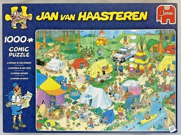 Puzzle Jumbo de Jan van Haasteren Camping dans les bois 1000, Hobby & Loisirs créatifs, Envoi, 500 à 1500 pièces, Comme neuf, Puzzle