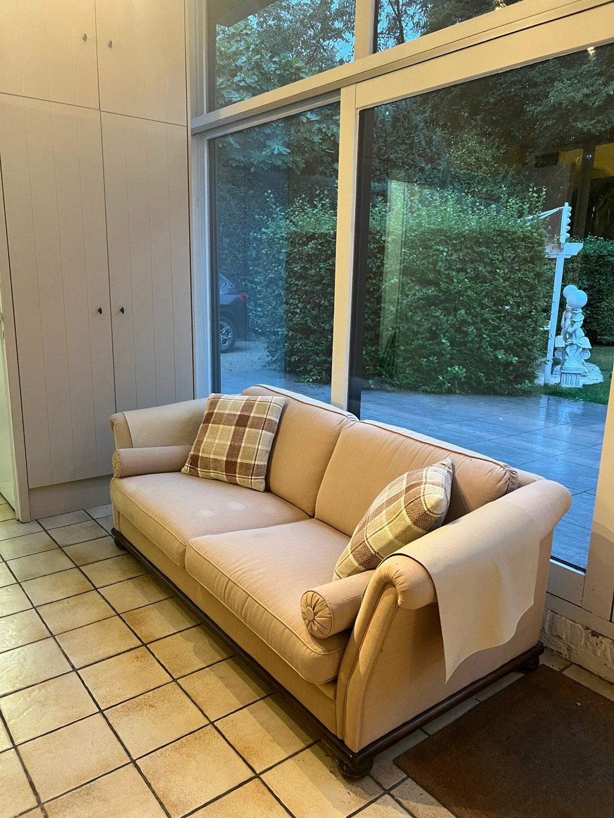 Ecru stoffen zetel, Huis en Inrichting, Ophalen, Gebruikt, 150 tot 200 cm, Driepersoons