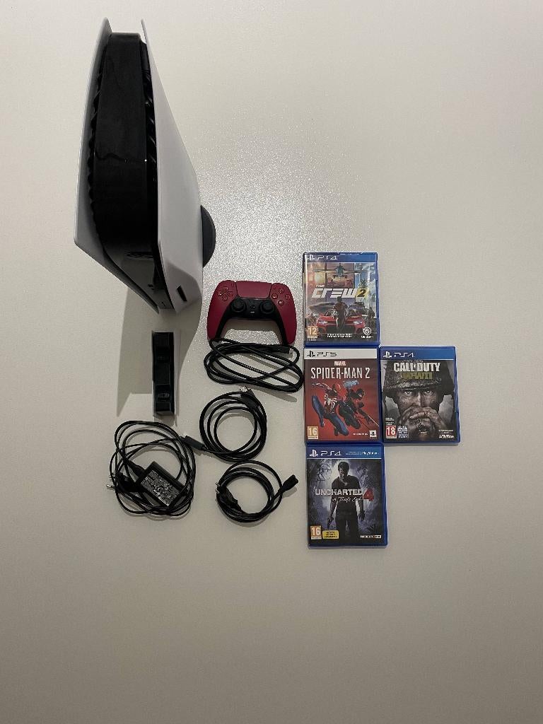 PS 5 Disc edition zo goed als nieuw + toebehoren, Games en Spelcomputers, Ophalen, Zo goed als nieuw, Playstation 5