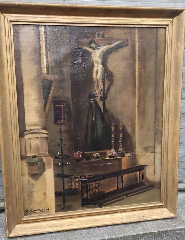 Huile sur toile Christ signe g Coomans, Ophalen of Verzenden, Doek