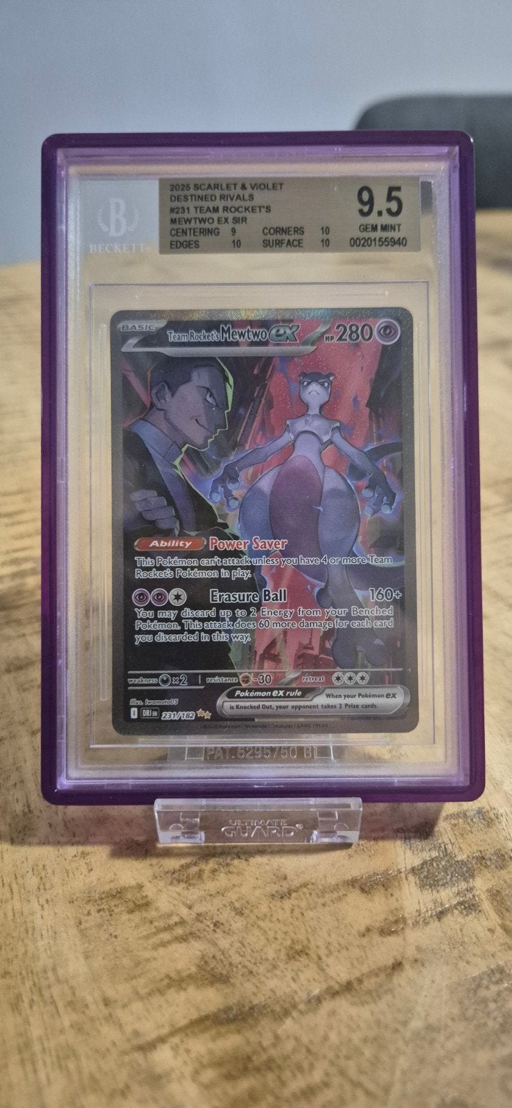 Pokemon kaart Team rocket's Mewtwo EX BECKET 9.5, Ophalen