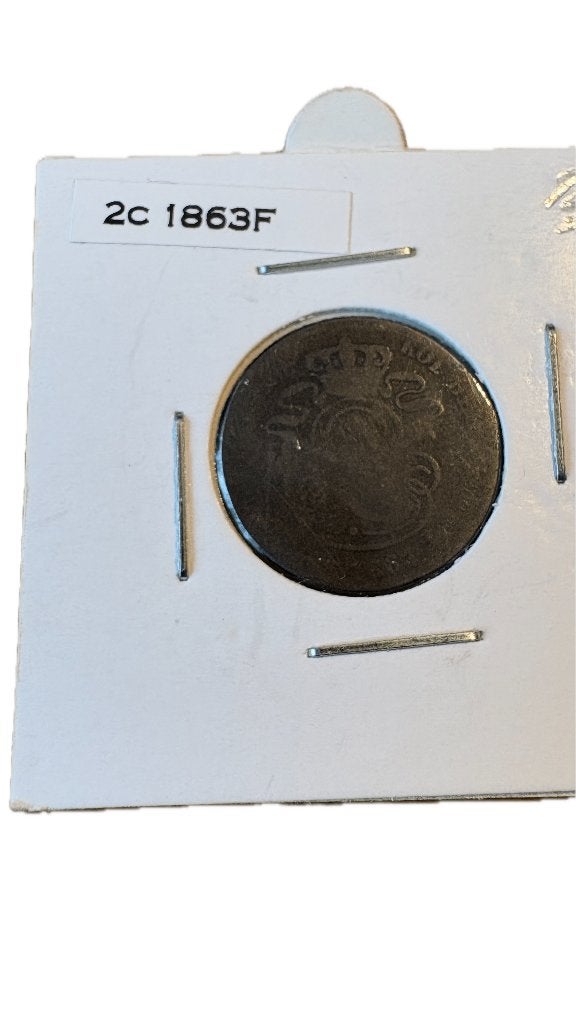 LEOPOLD I: 2 cent 1863F (2), Ophalen of Verzenden