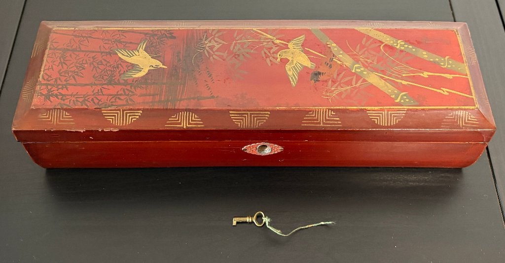Ancienne Boite à Gants Japonaise en Bois & Lacque, Fait main, 6 cm, Enlèvement ou Envoi, Japon