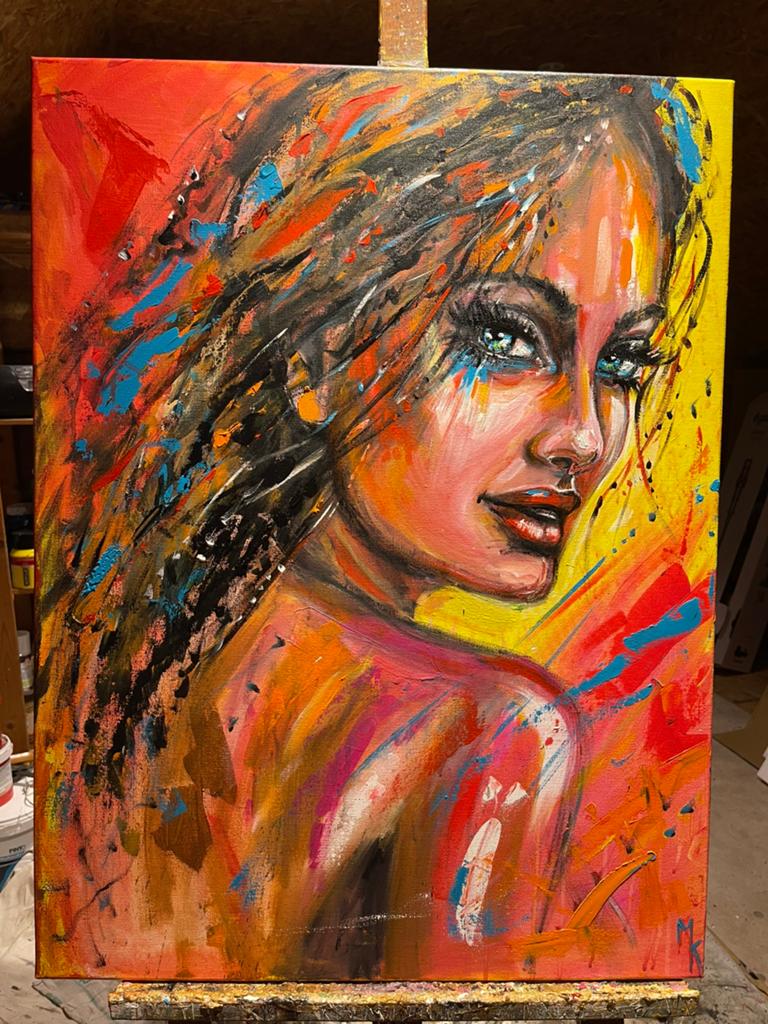 Une assez grande peinture moderne colorée - Mk Art, Enlèvement