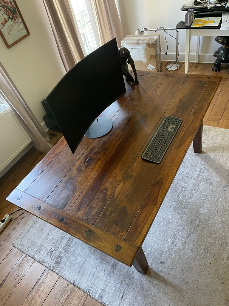 Table de bureau en bois massif – Style colonial, 90 cm, Autres marques, Bureau d'ordinateur, Enlèvement