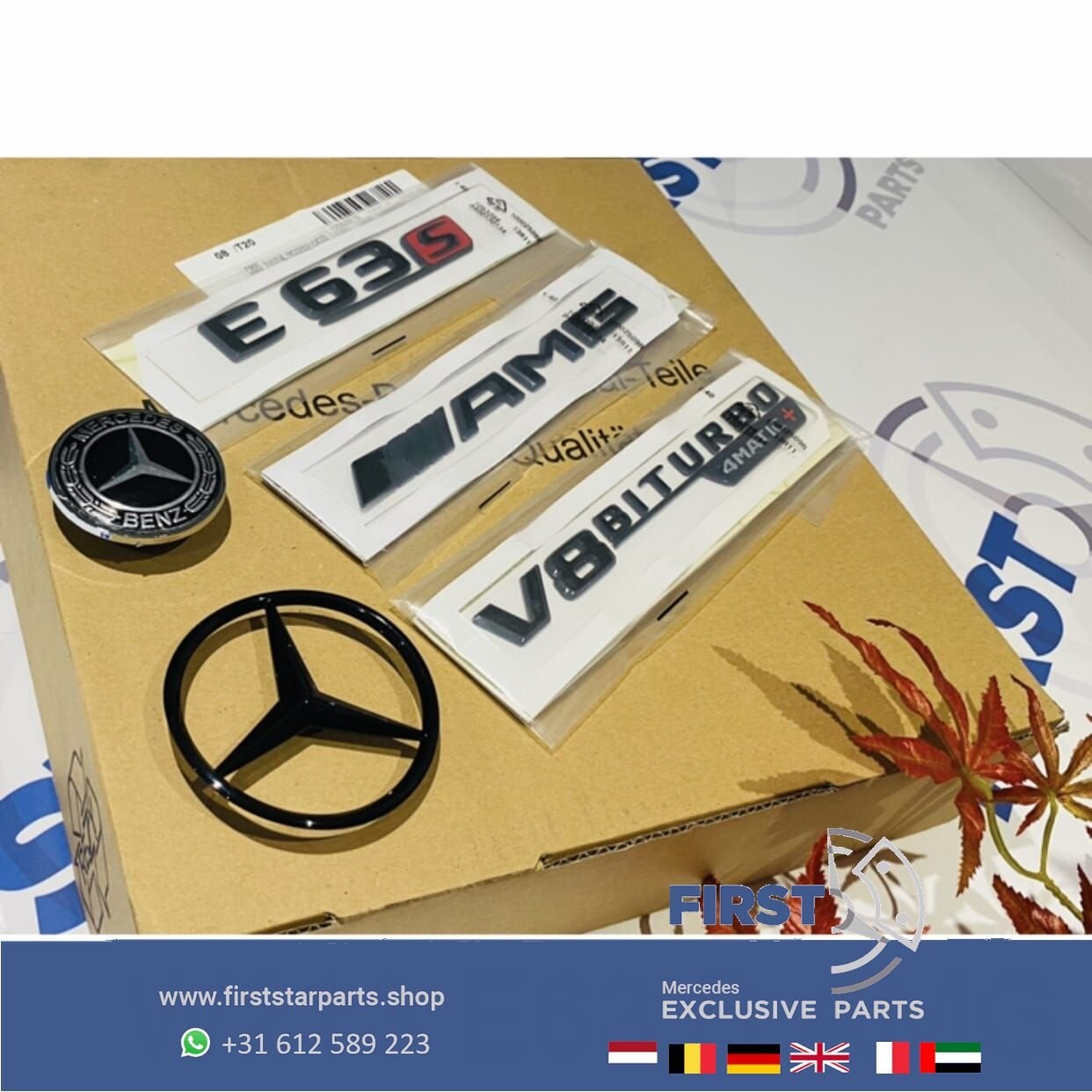 W213 W238 E63S AMG LOGO SET E 63 S ZWART EMBLEMEN SET Merced, Gebruikt, -, Ophalen of Verzenden, -
