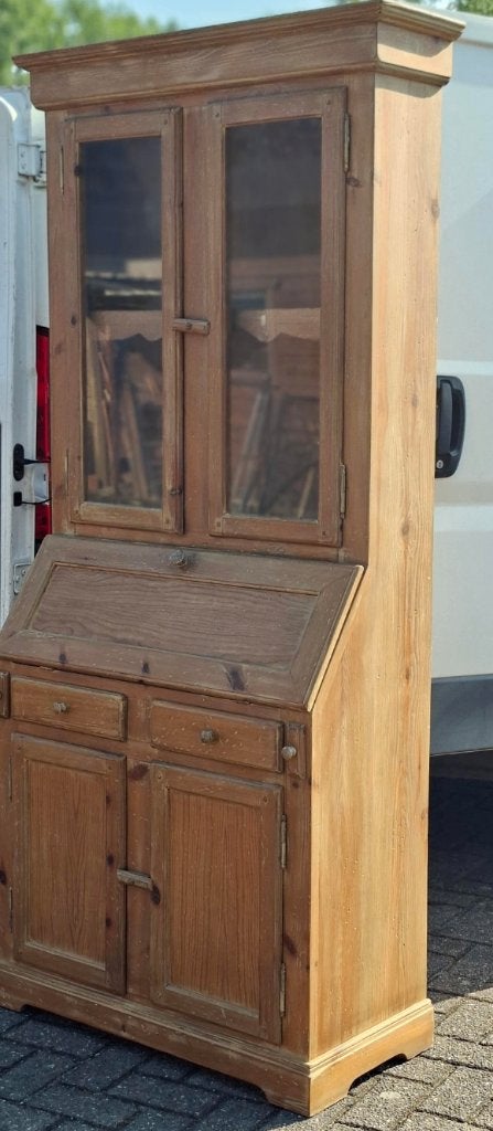 KLEPSECRETAIR/VITRINE, Ophalen, Gebruikt, 100 tot 150 cm, Vintage