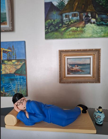 Tintin allongé dans la fumerie d'opium peint à la main, Enlèvement ou Envoi, Neuf, Autres types