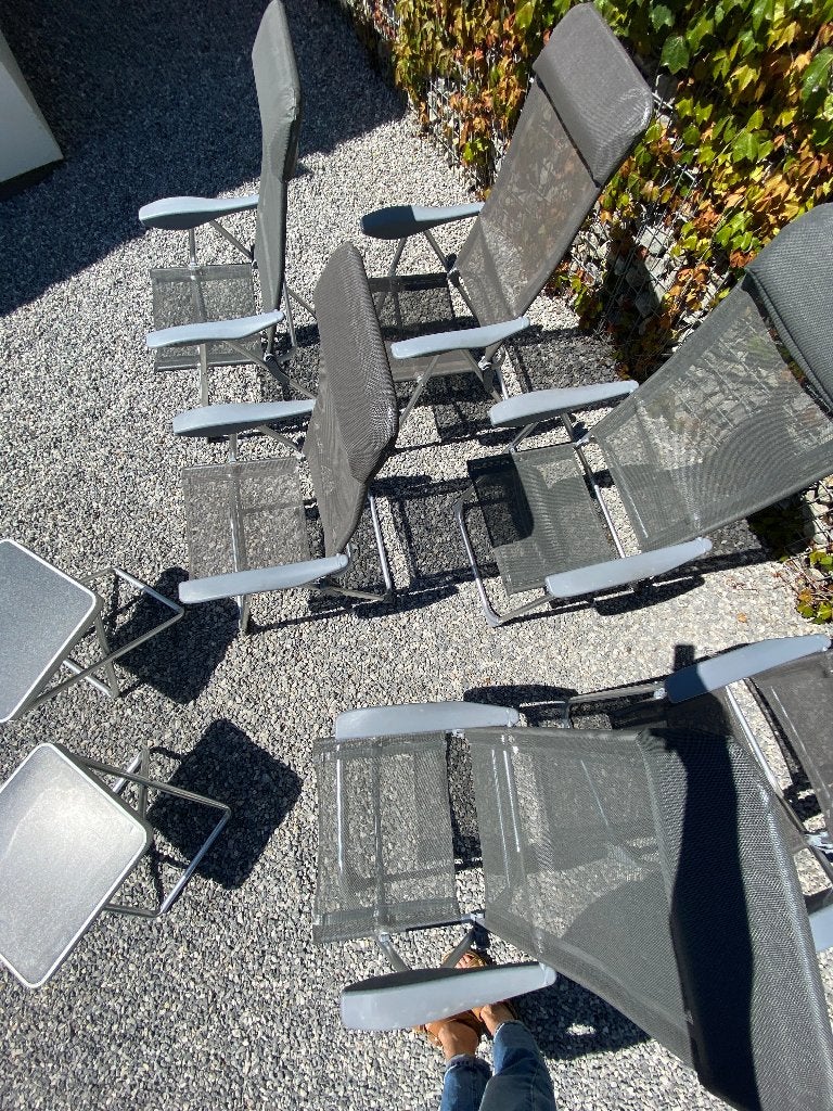 6 chaises de camping inclinables + 2 tables apéro, Caravanes & Camping, Enlèvement, Utilisé, Accessoire de mobilier de camping