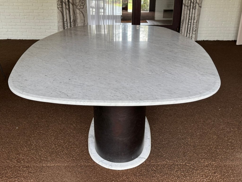 Marmer eettafel ovaal, Huis en Inrichting, Ophalen, Overige materialen, Gebruikt, 100 tot 150 cm