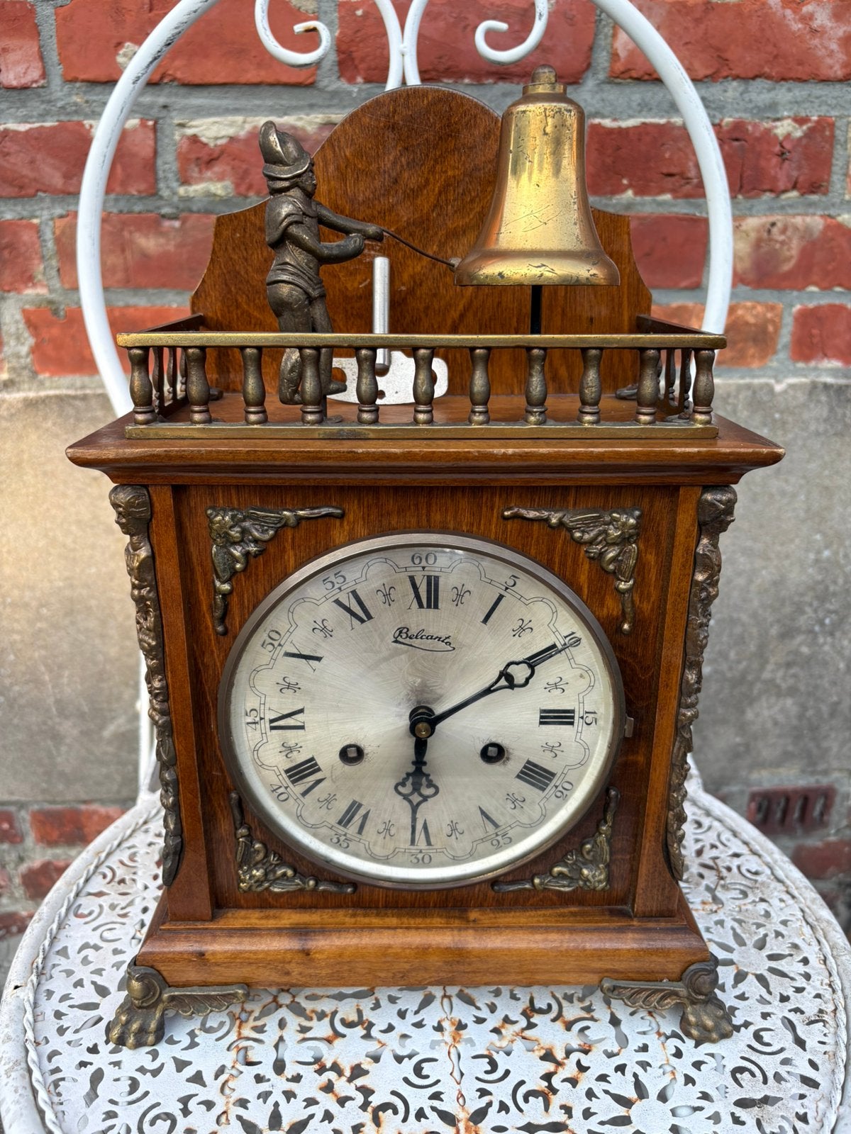 Horloge de table vintage Belcanto avec automate Jacquemart, Antiquités & Art, Antiquités | Horloges, Enlèvement ou Envoi