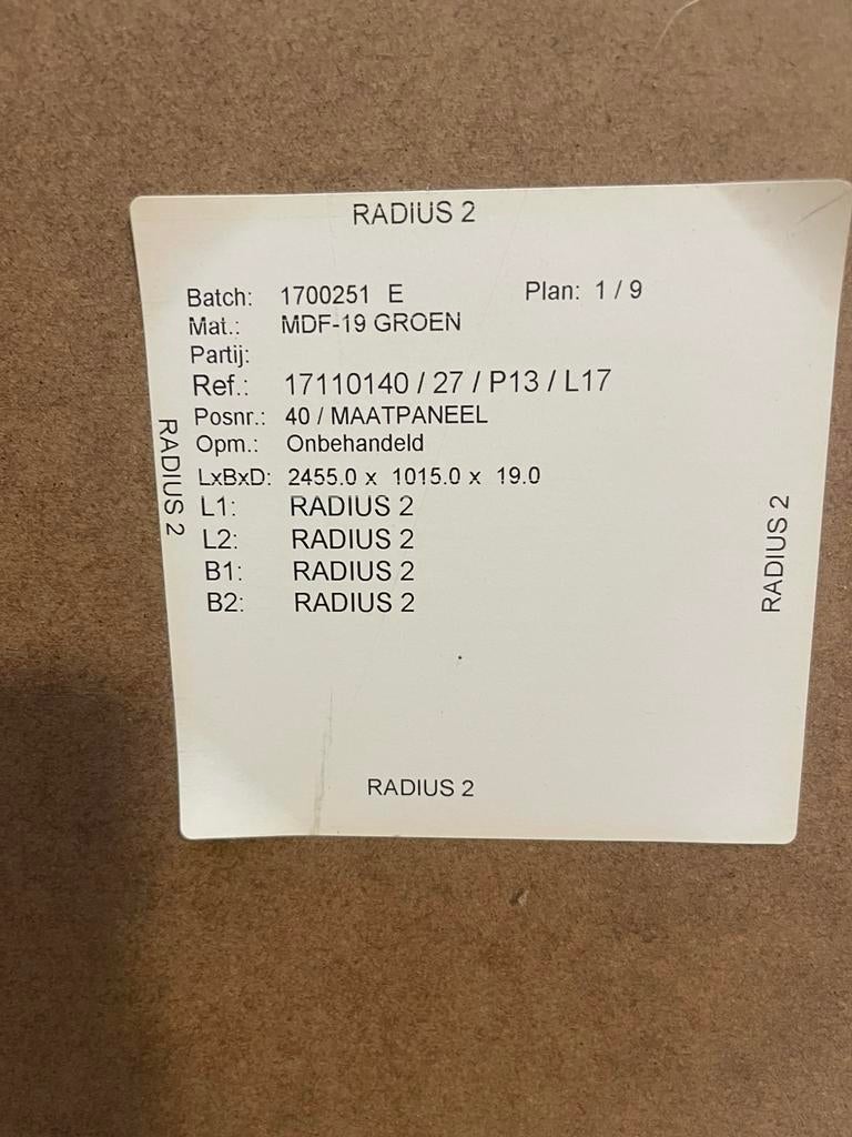 Grote MDF plaat LxBxD: 2455.0 x 1015.0 x 19.0, Doe-het-zelf en Bouw, Platen en Panelen, Ophalen, Nieuw