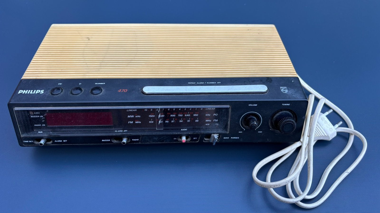 Vintage Philips 470 radiowekker – jaren 70 – werkend, Enlèvement ou Envoi, Comme neuf, Radio