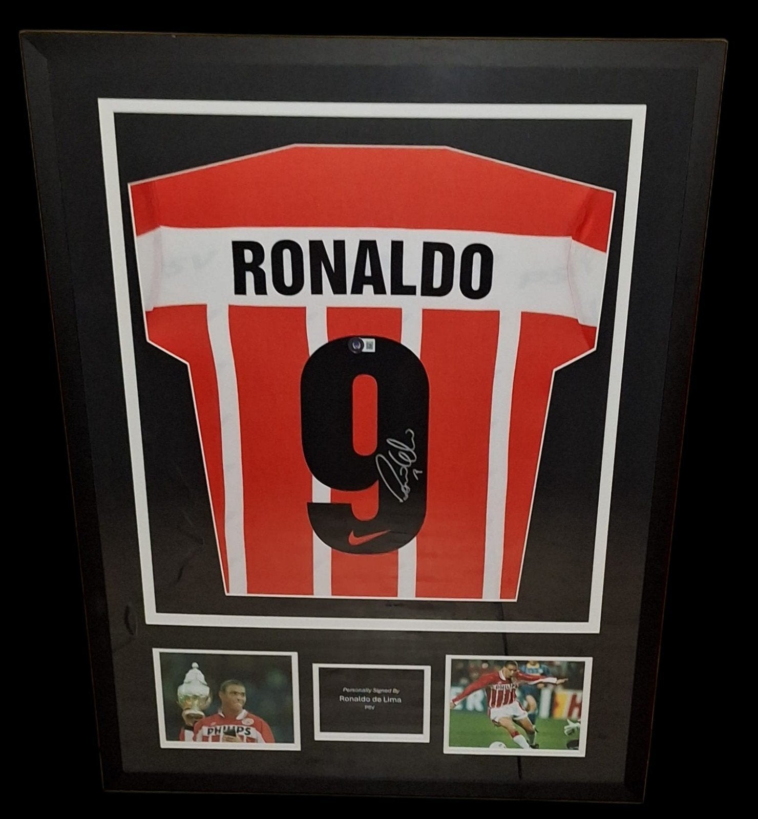 Chemise PSV encadrée signée Ronaldo De Lima R9 Beckett, Enlèvement ou Envoi, Maillot