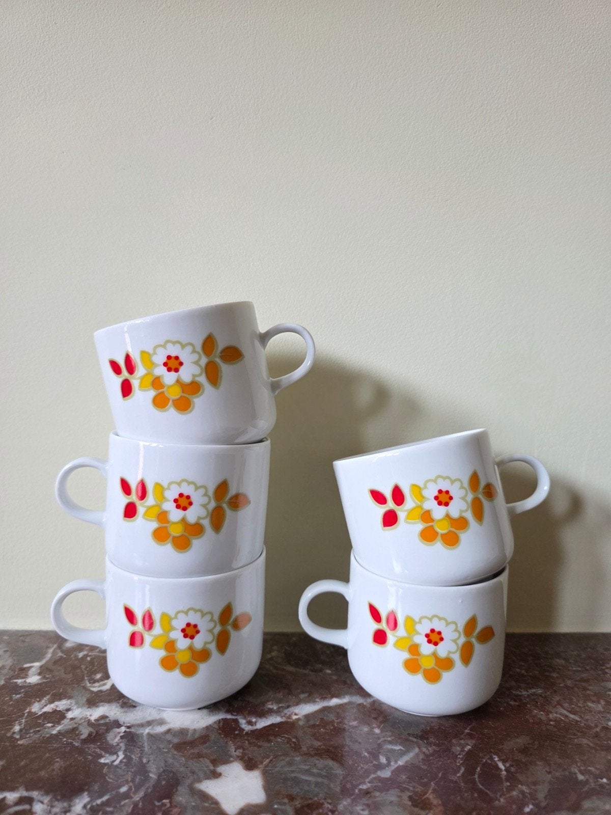 vintage koffietassen, Vintage, Comme neuf, Enlèvement, Porcelaine