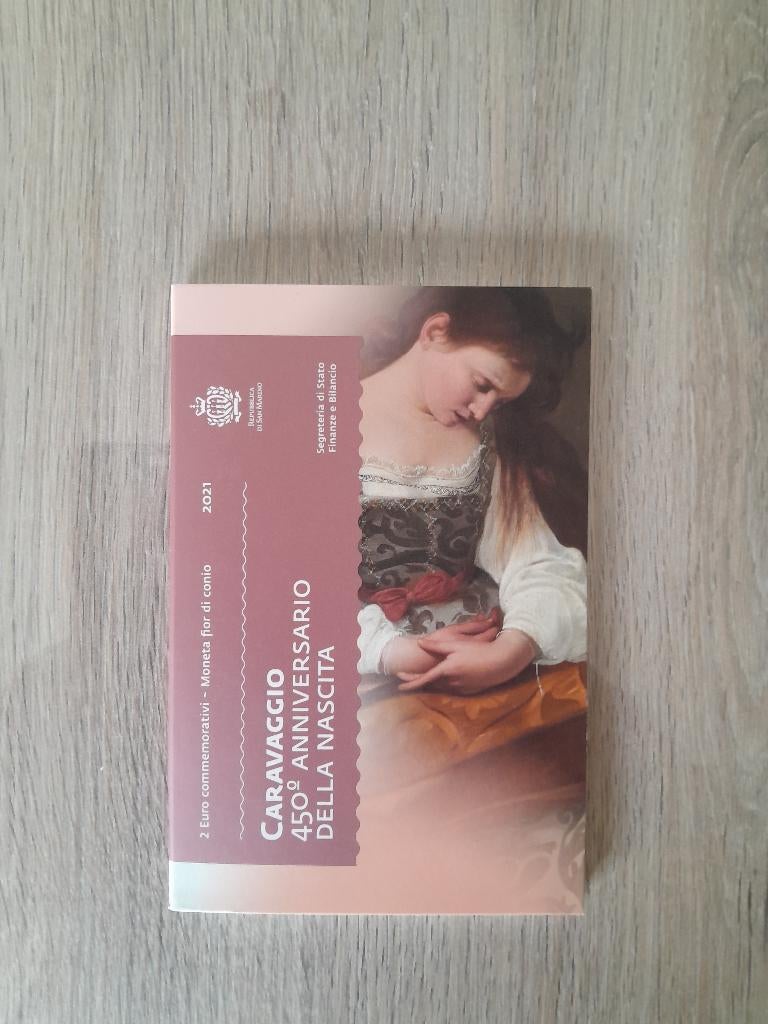 2 euro San Marino 2021 Caravaggio in boekje, Ophalen of Verzenden, San Marino, 2 euro, Losse munt