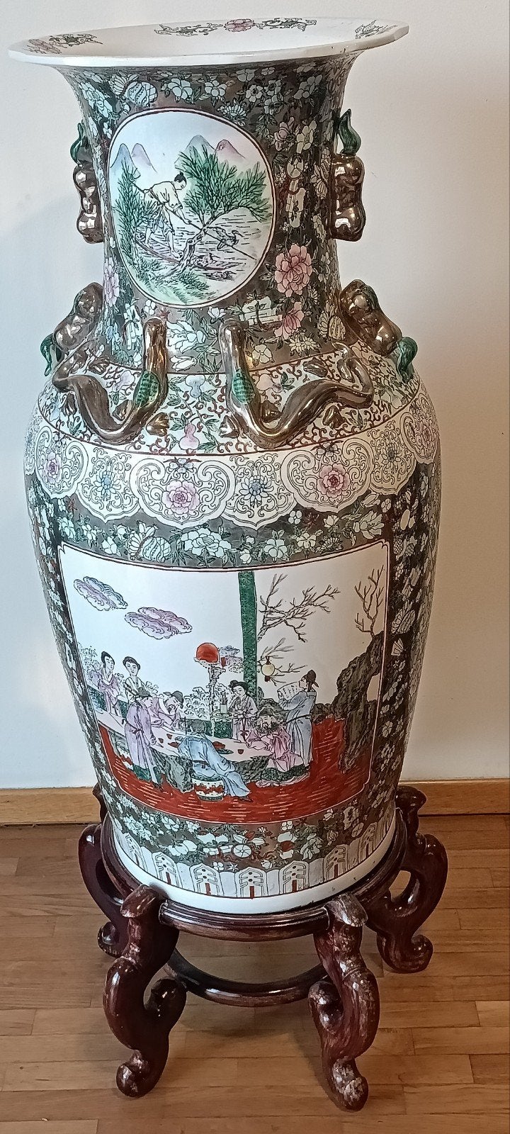 Vase Géant chinois famille Rose vers 1970. Dim. 1.20 Mx 50 c, Enlèvement ou Envoi