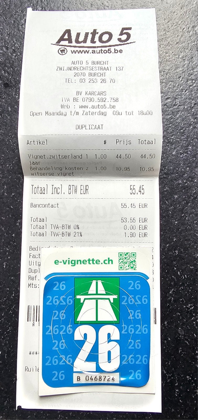 wegenvignet Zwitserland, Tickets & Billets, Vignettes automobiles
