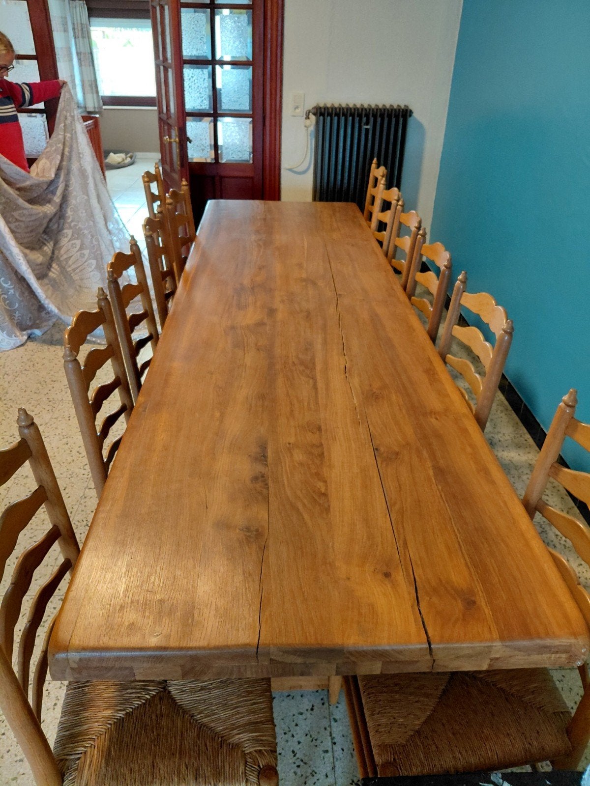 familietafel met stoelen, Ophalen