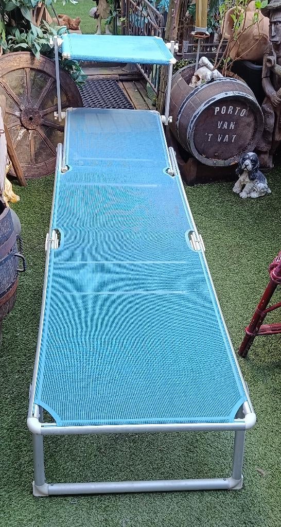 Ligzetel met zonneluifel te koop., Tuin en Terras, Ligbedden, Ophalen, Gebruikt, Inklapbaar