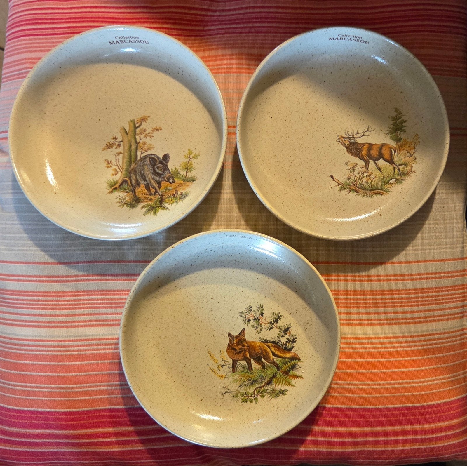 Marcassou serveerschalen wildmotief, set 3 stuks, Ophalen of Verzenden, Zo goed als nieuw, Gebruiksvoorwerp