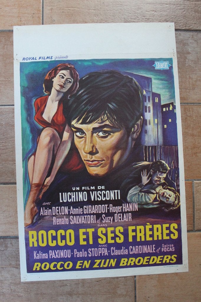 filmaffiche Alain Delon Rocco et ses frères 1960 filmposter, Collections, Enlèvement ou Envoi, Rectangulaire vertical, A1 jusqu'à A3