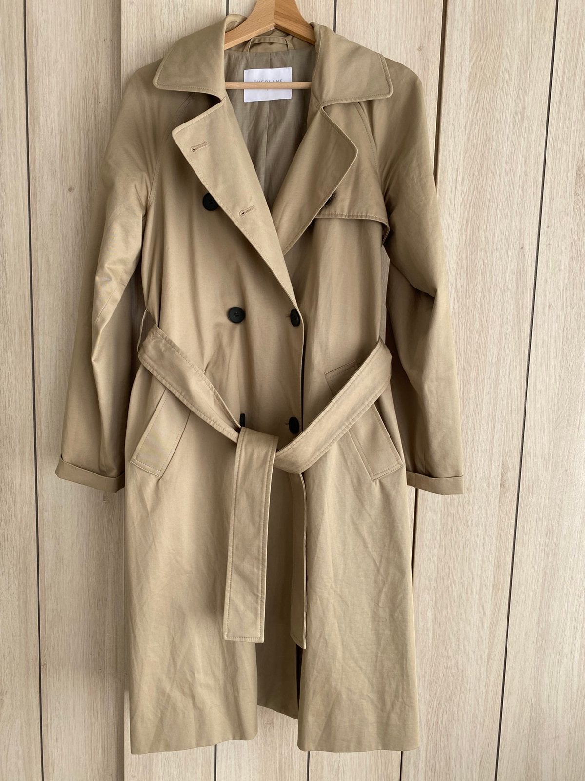 Everlane trenchcoat beige – maat S (36-38) WP was 305euro, Enlèvement ou Envoi, Comme neuf, Taille 36 (S), Beige