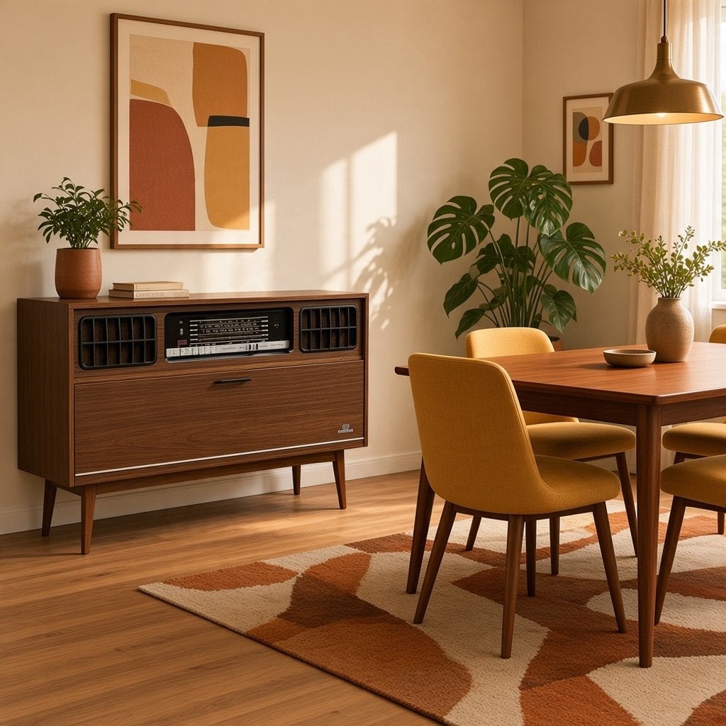 Vintage houten audiomeubel Mandello 7 : radio & platenspeler, Enlèvement ou Envoi, Utilisé, Radio
