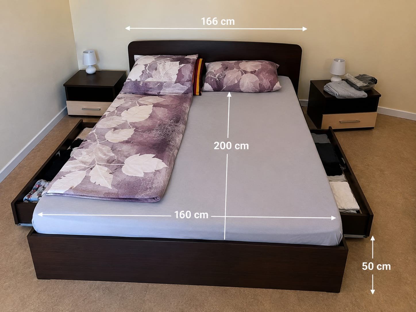 Tweepersoonsbed 160cm, Ophalen, 200 cm