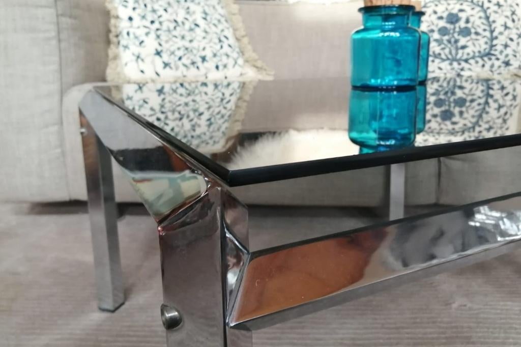 vintage salontafel chroom en glas, Ophalen