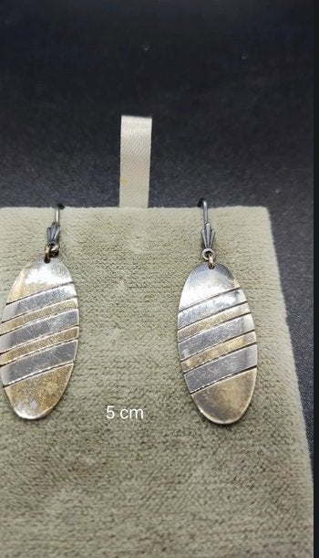 Boucles d'oreilles pendantes bicolores, en argent 925, Neuf, Enlèvement ou Envoi, Argent, Argent