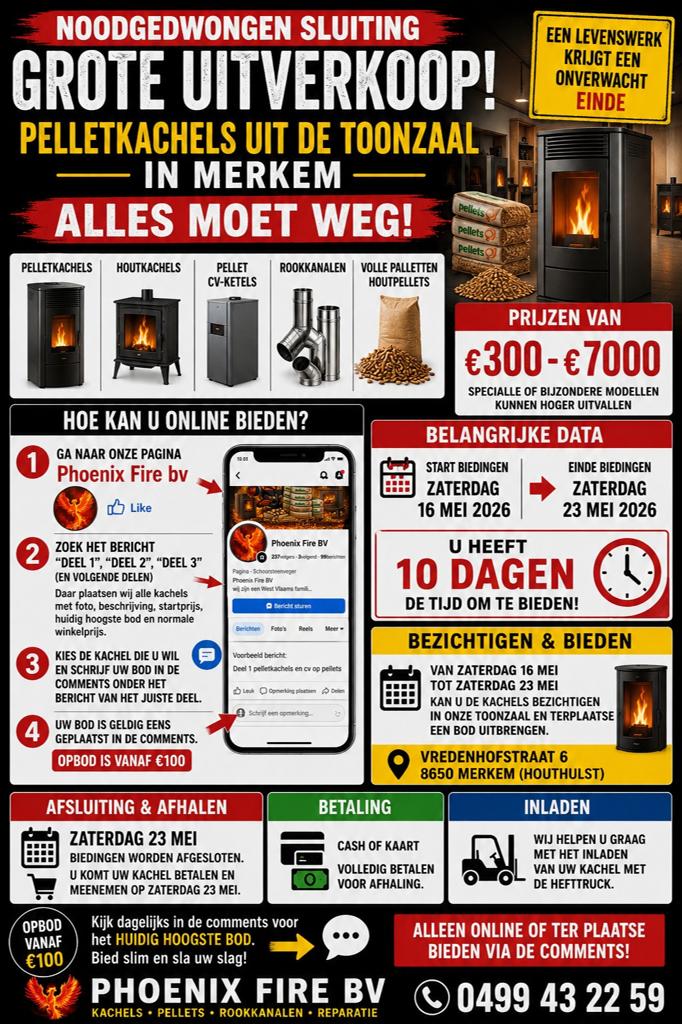 Pelletkachels uit onze toonzaal in Merkem gaan onder de hame, Electroménager, Électroménager & Équipement Autre, Enlèvement