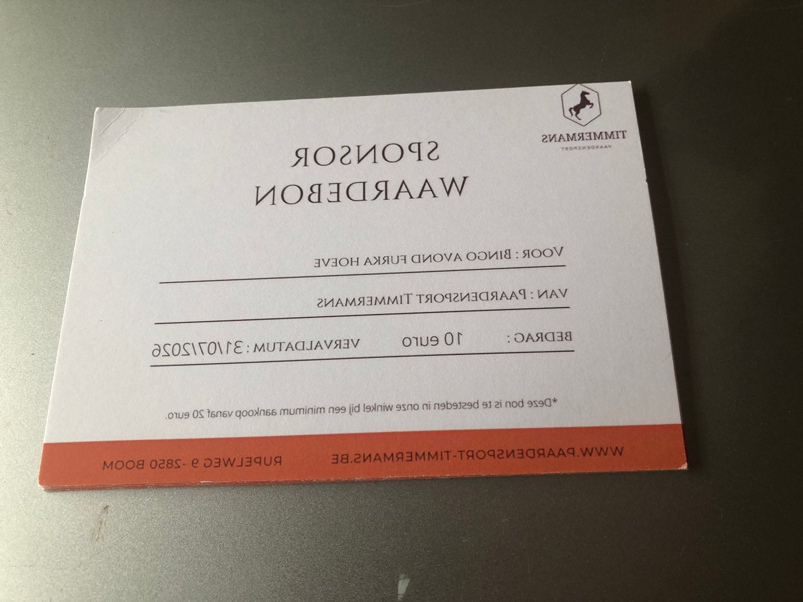 5 waardebonnen van TIMMERMANS paardensport, Tickets en Kaartjes, Cadeaubon, Warenhuis- of Winkelbon