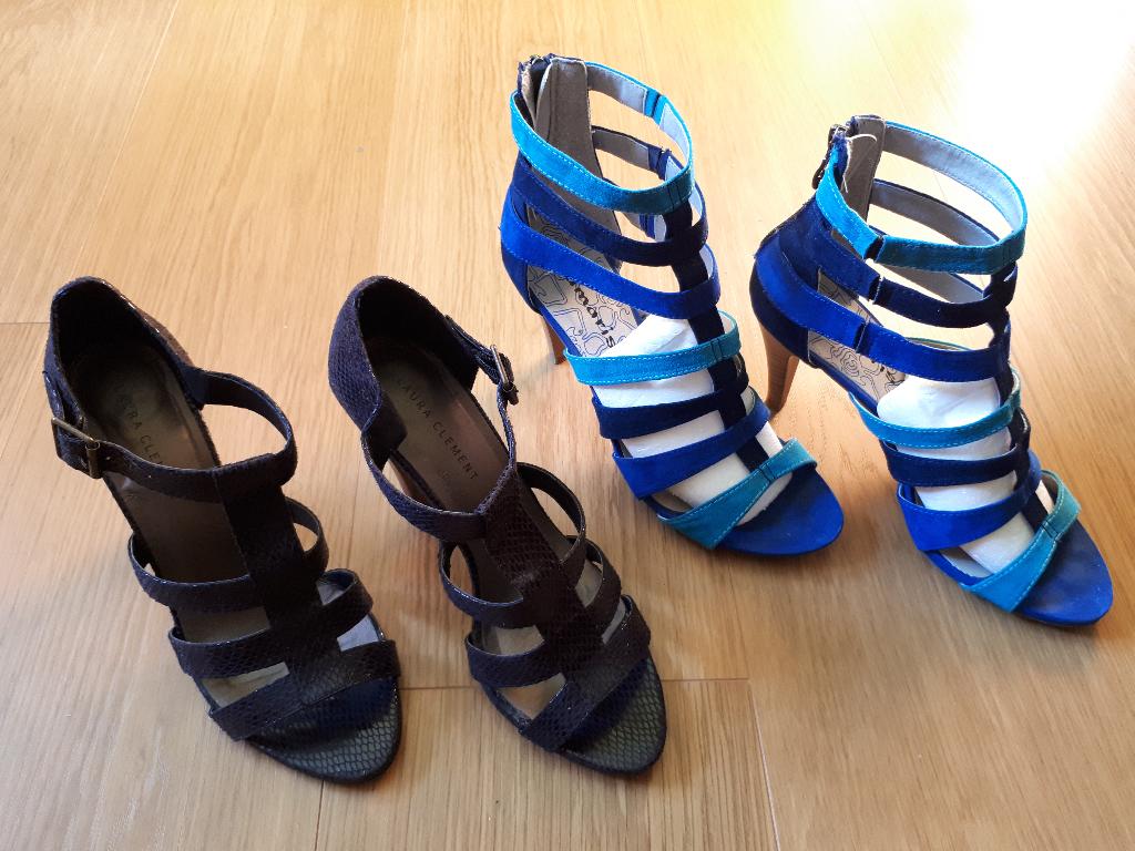 2 paires de sandales haut talon pointure 39, Tamaris, Enlèvement ou Envoi, Porté, Bleu