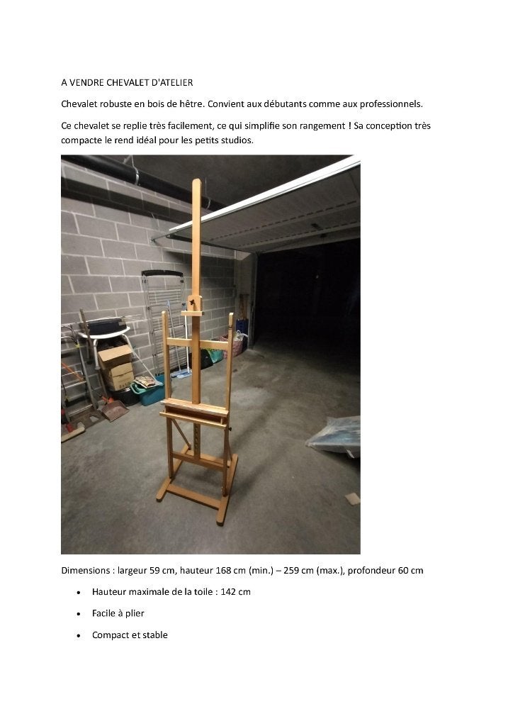 Grand chevalet d'atelier, Enlèvement, Utilisé