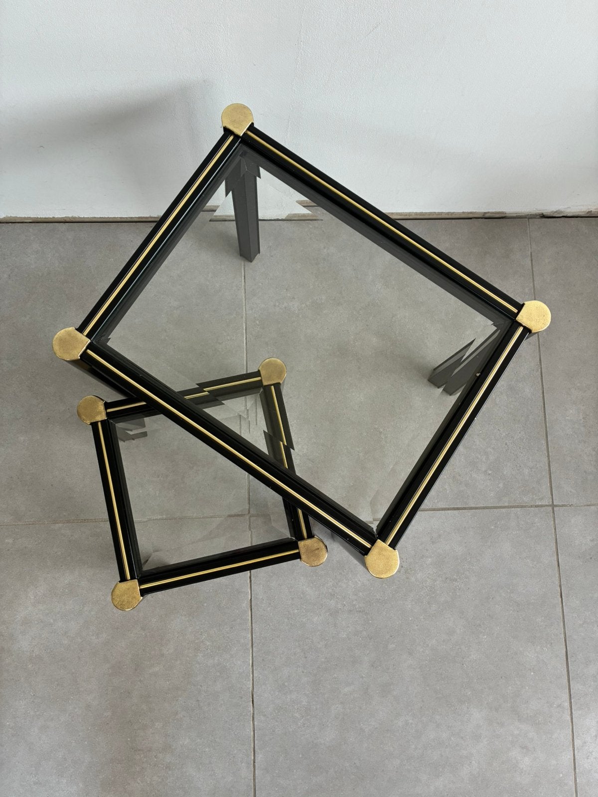 2 bijzettafeltjes glas, Maison & Meubles, Pièces pour table, Enlèvement, Comme neuf, Verre